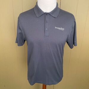 Eddie Bauer men M 3 button short sleeve golf polo grey